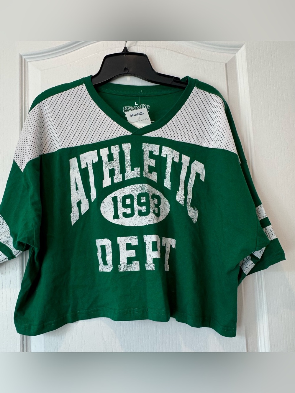 L juniors Sporty Green Athletic Dept Crop Top